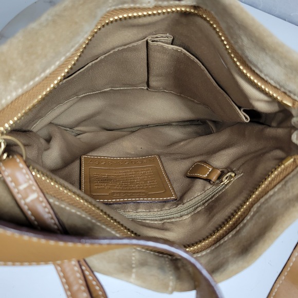 VTG Y2K Coach #3567 Small Camel Tan Suede Leather Buckle Accent Hobo - Picture 3 of 16